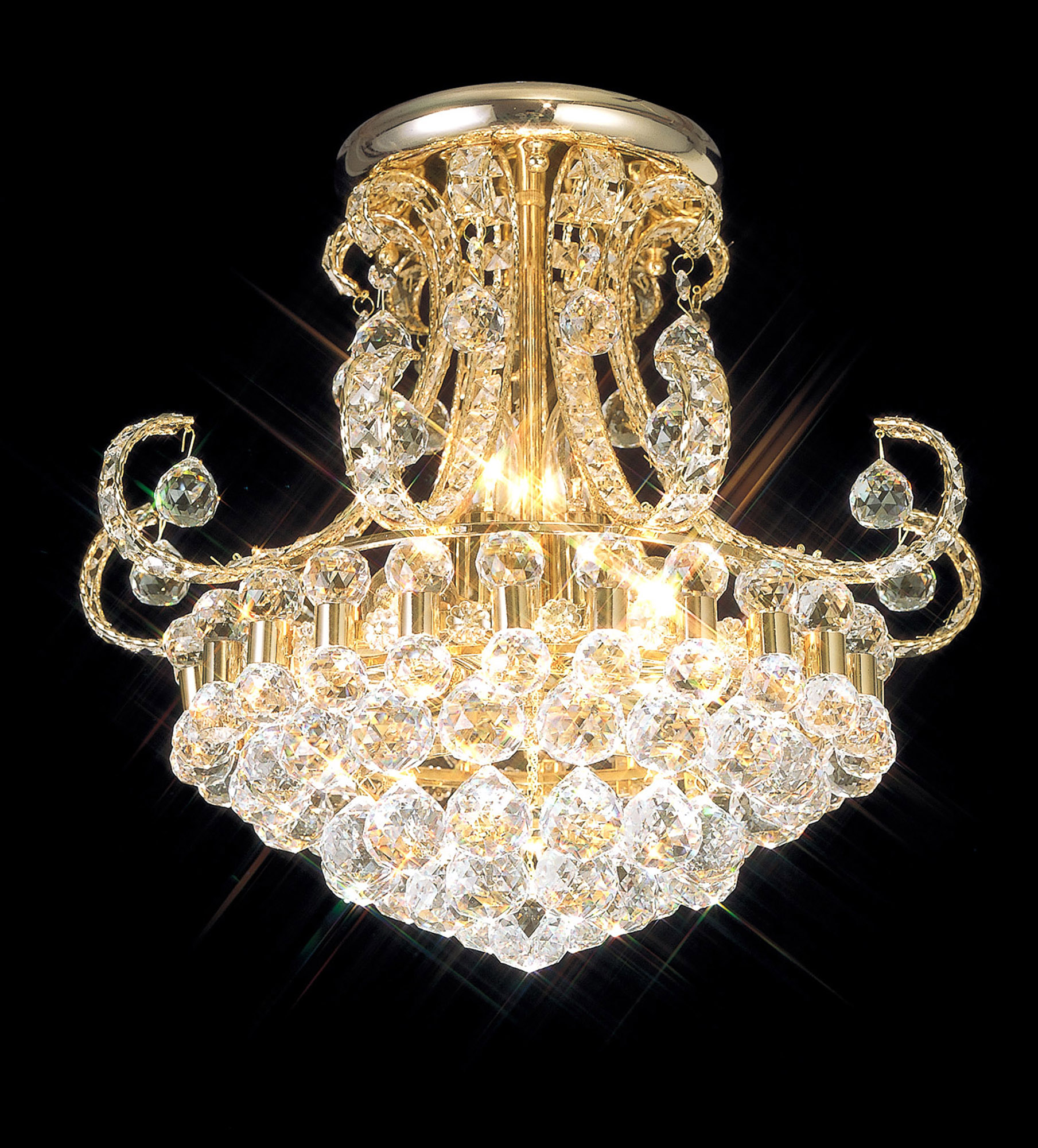 IL30006  Pearl Crystal Chandelier 9 Light French Gold